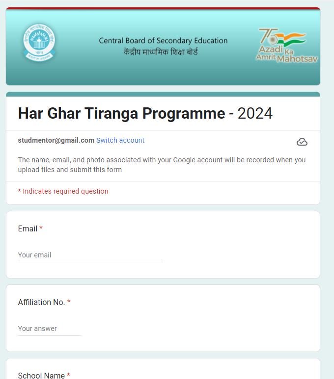 Upload report of Har Ghar tiranga 2024 - CBSE Circular