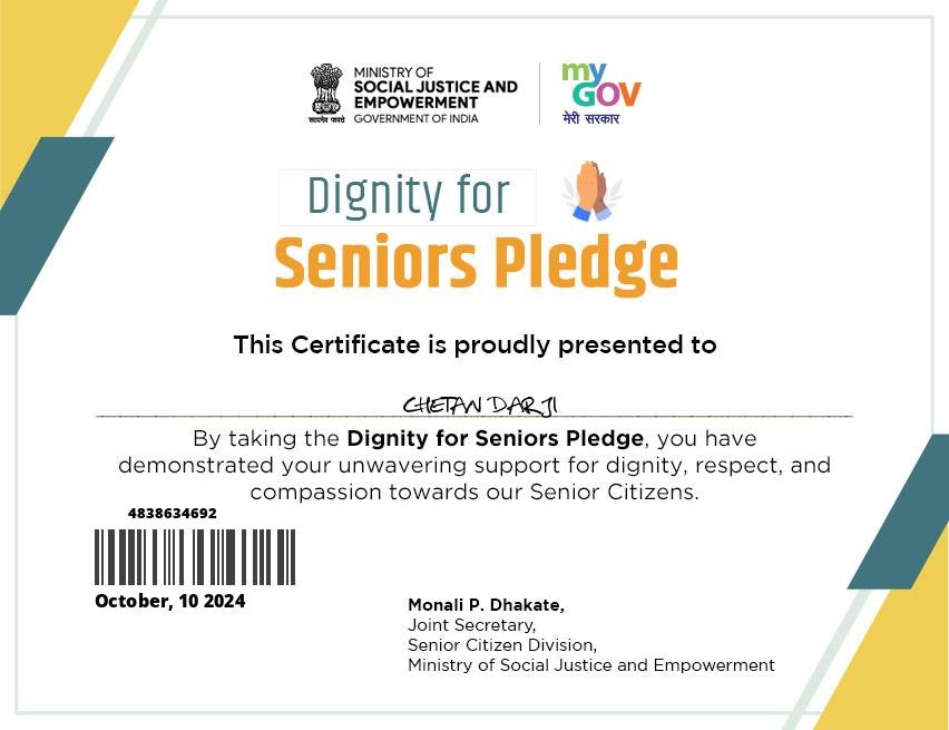 Download Certificate for Dignity for Seniors Pledge