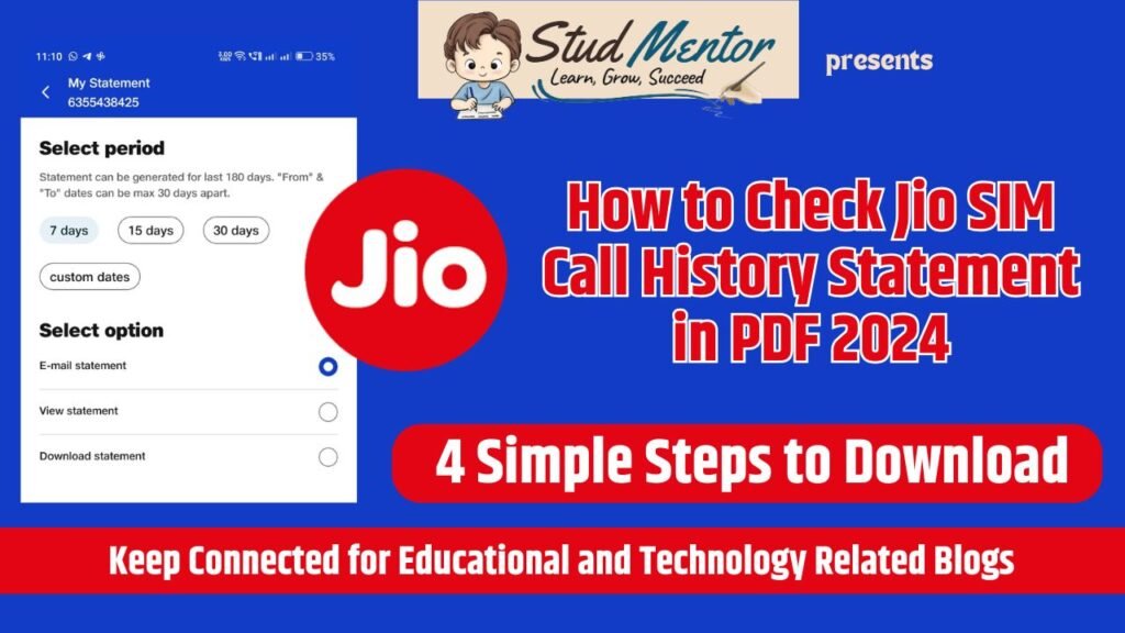 How to Check Jio SIM Call history Statement in PDF 2024