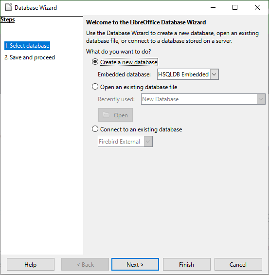 Step 2 -  Create a New Database in LibreOffice Base 2024