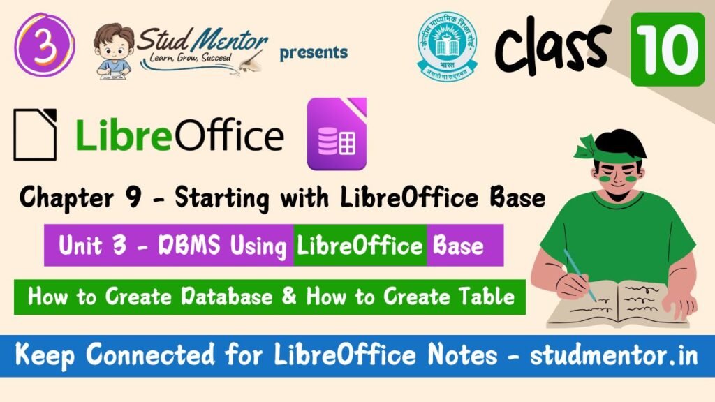 Unit 3 DBMS - Starting with LibreOffice Base Notes 2024 - Create Database