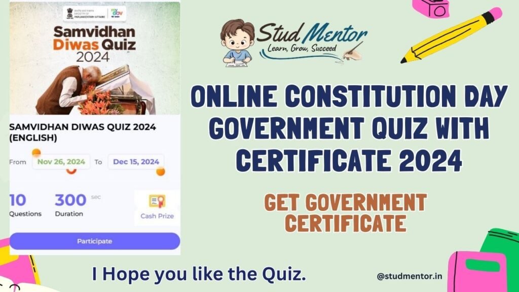 Online Constitution Day Government Quiz with Certificate 2024